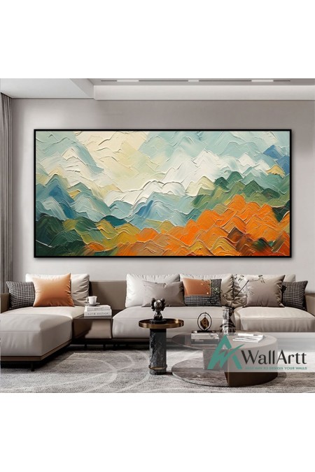 Orange Mountains 3D Heavy Textured Partial Oil Painting