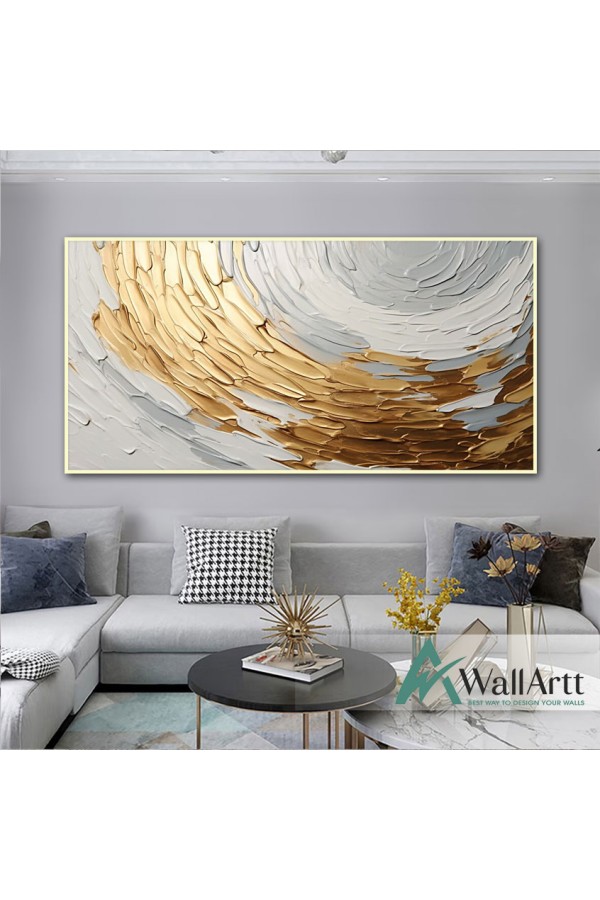 Half Gold Circle 3D Heavy Textured Partial oil Painting