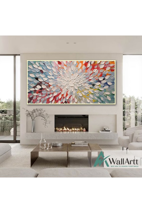 Abstract White Rain 3D Heavy Textured Partial oil Painting