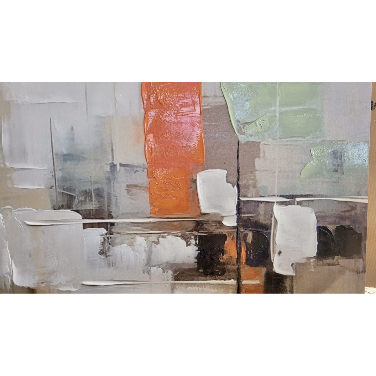 Orange White Abstract 3D Heavy Textured Partial oil Painting