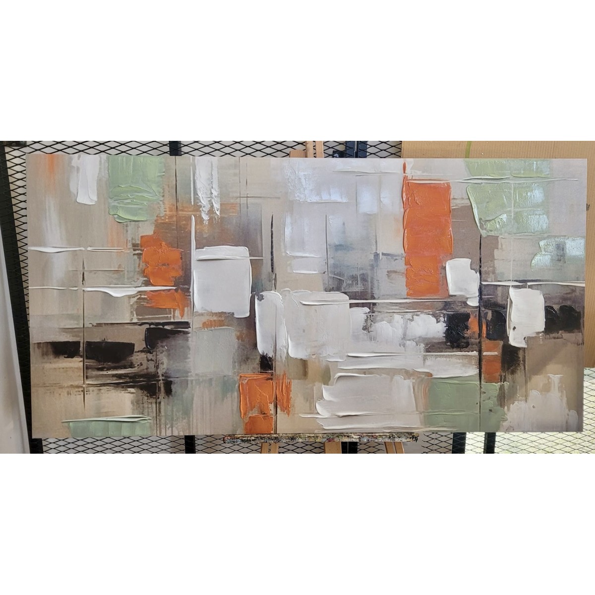 Orange White Abstract 3D Heavy Textured Partial oil Painting