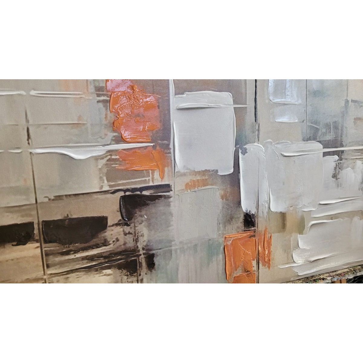 Orange White Abstract 3D Heavy Textured Partial oil Painting