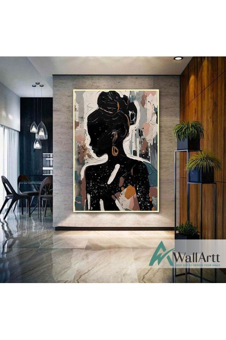 Woman Silhouette 3D Heavy Textured Partial oil Painting