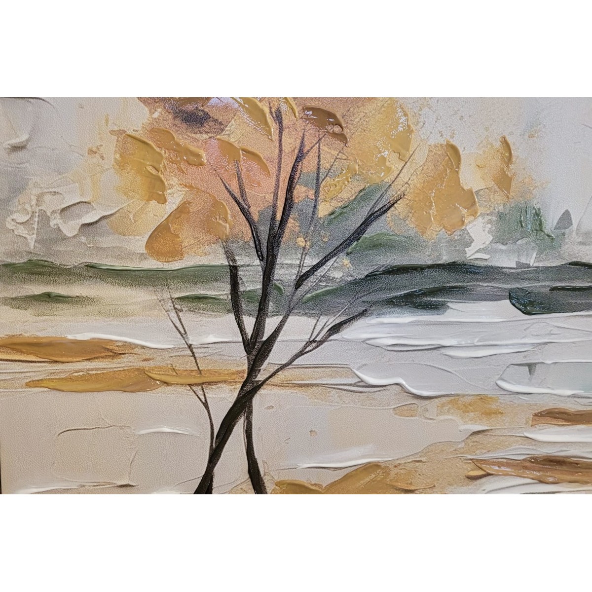 Abstract Orange Tree 3D Heavy Textured Partial Oil Painting