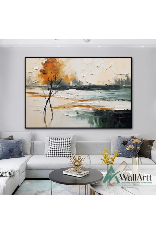 Abstract Orange Tree 3D Heavy Textured Partial Oil Painting