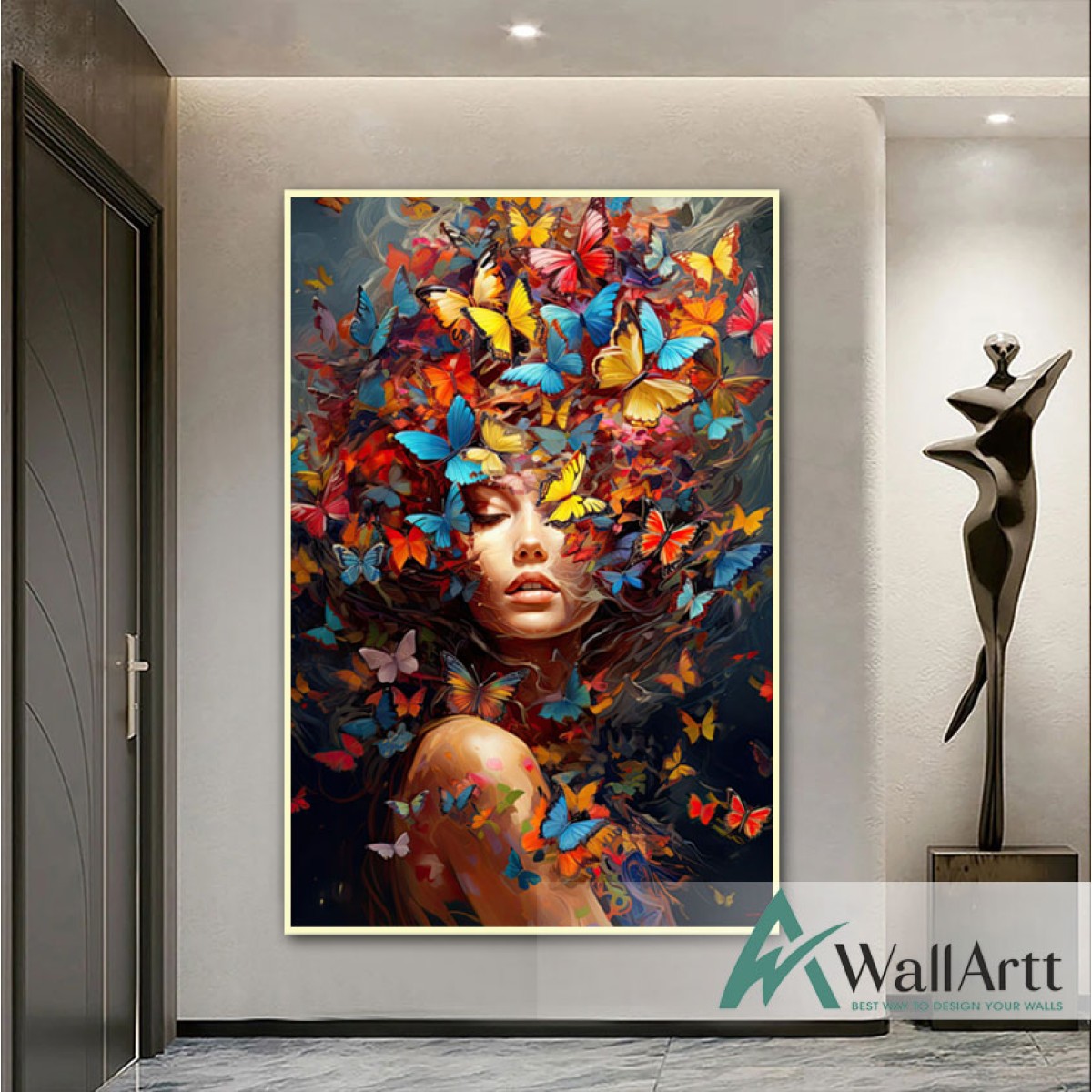 Butterfly Woman 3D Heavy Textured Partial Oil Painting