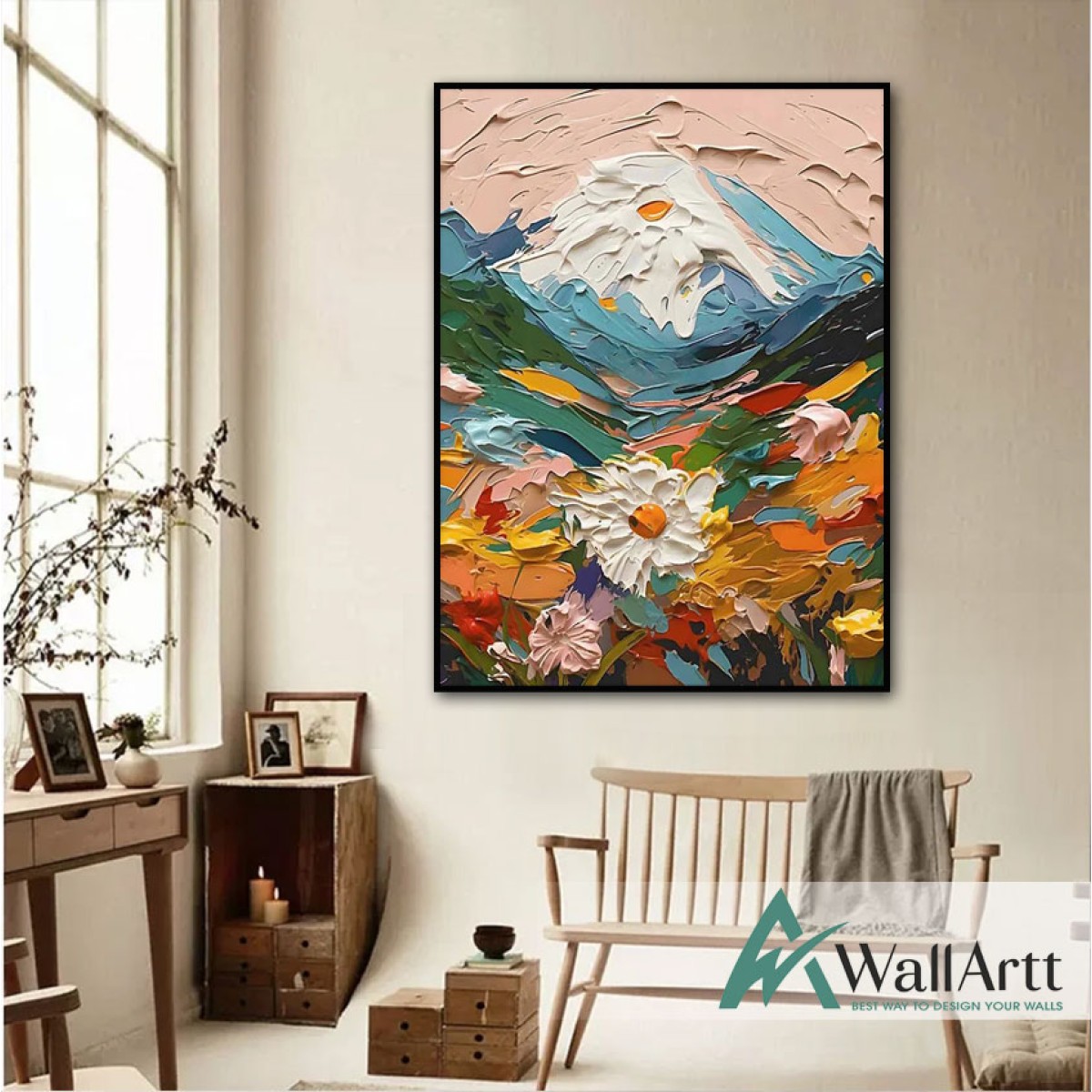 Flowery Valley 3d Heavy Textured Partial Oil Painting