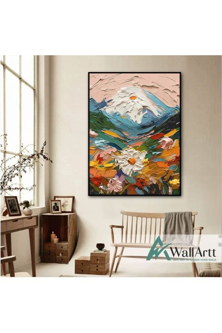 Flowery Valley 3d Heavy Textured Partial Oil Painting