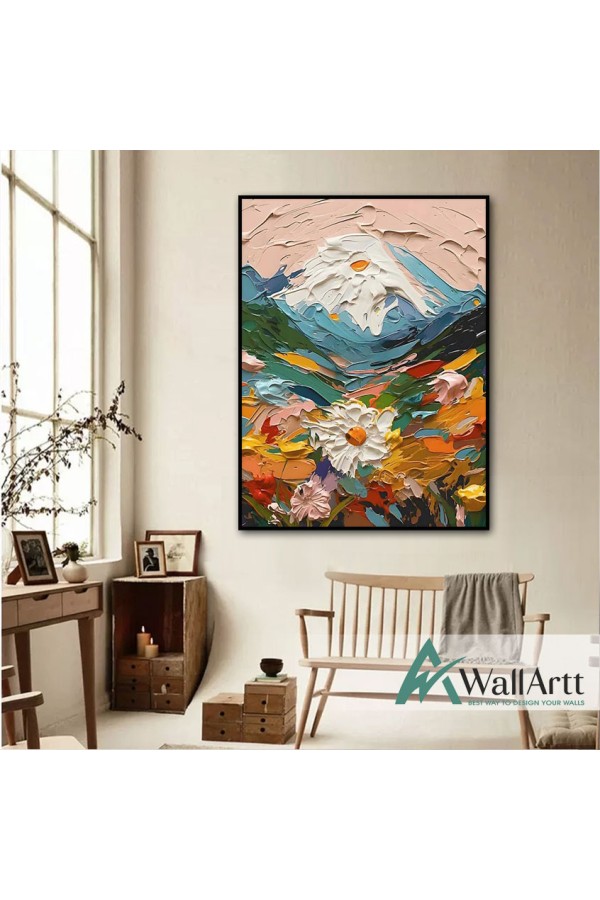 Flowery Valley 3d Heavy Textured Partial Oil Painting