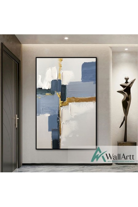 Blue Tones with Gold II 3d Heavy Textured Partial Oil Painting
