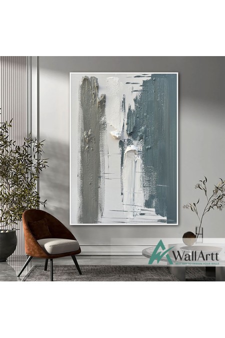 White Brushstrokes 3d Heavy Textured Partial Oil Painting
