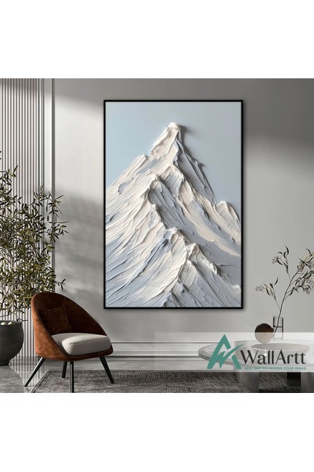 Snowy Mountains 3d Heavy Textured Partial Oil Painting