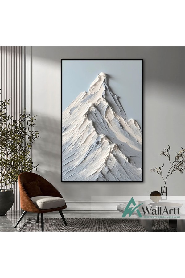 Snowy Mountains 3d Heavy Textured Partial Oil Painting