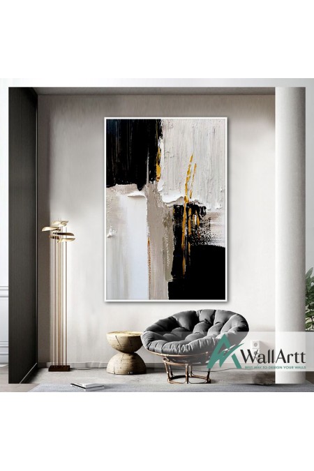 Gold Cut on Black 3d Heavy Textured Partial Oil Painting