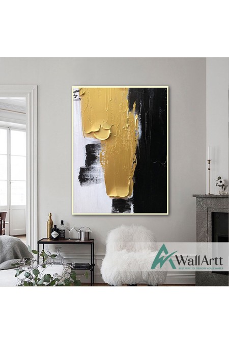 Abstract Gold n Black II Textured Partial Oil Painting