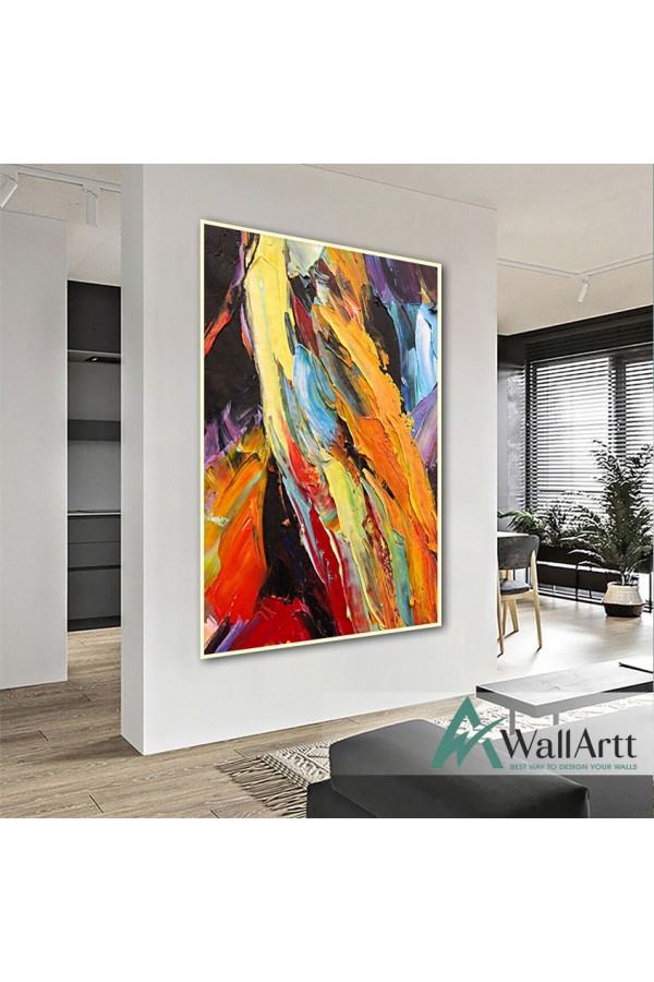 Abstract Color Flames 3D Heavy Textured Partial Oil Painting