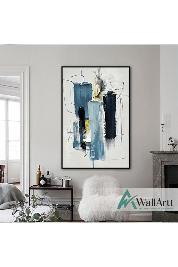 Tones of Blue 3D Heavy Textured Partial Oil Painting