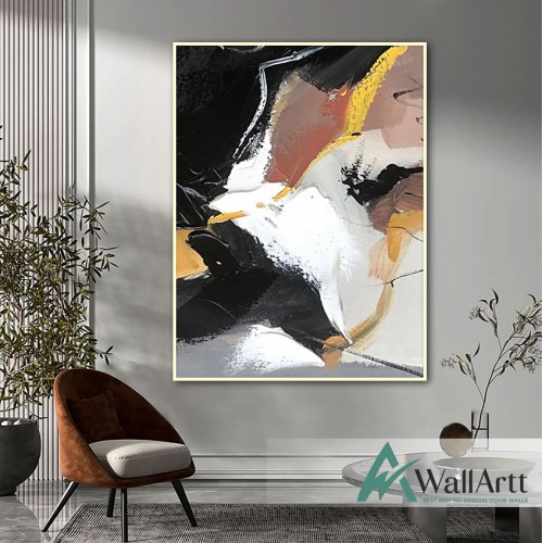 Abstract Brown Black Textured Partial Oil Painting