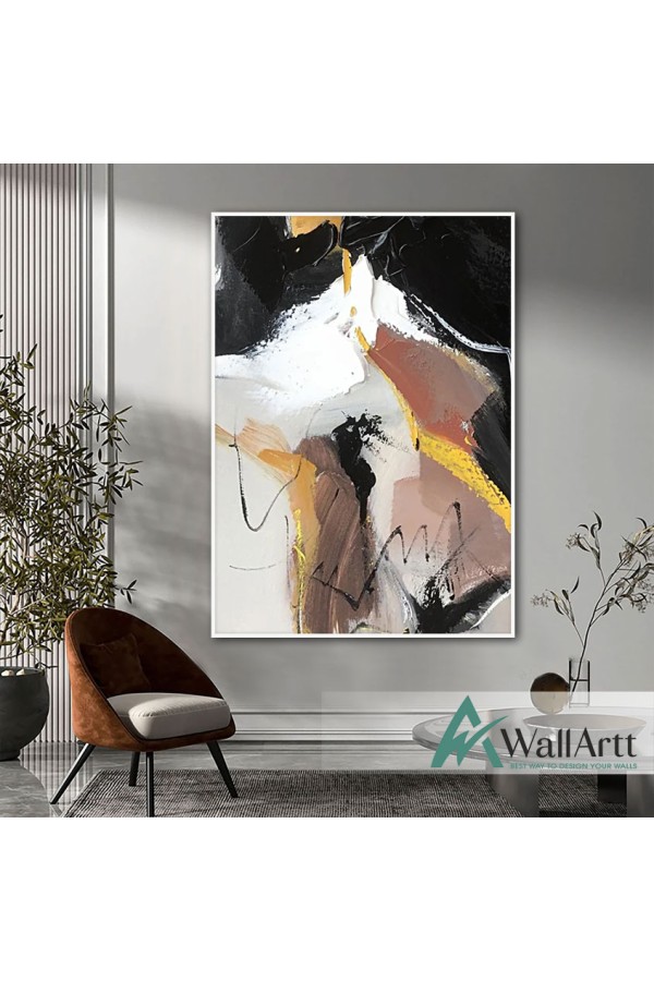 Abstract Brown Black II Textured Partial Oil Painting