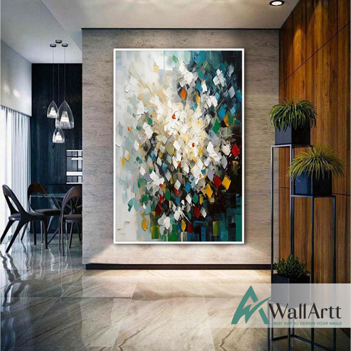 Abstract Confetti 3d Heavy Textured Partial Oil Painting