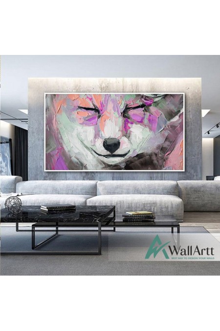 Abstract Sleeping Wolf 3d Heavy Textured Partial Oil Painting