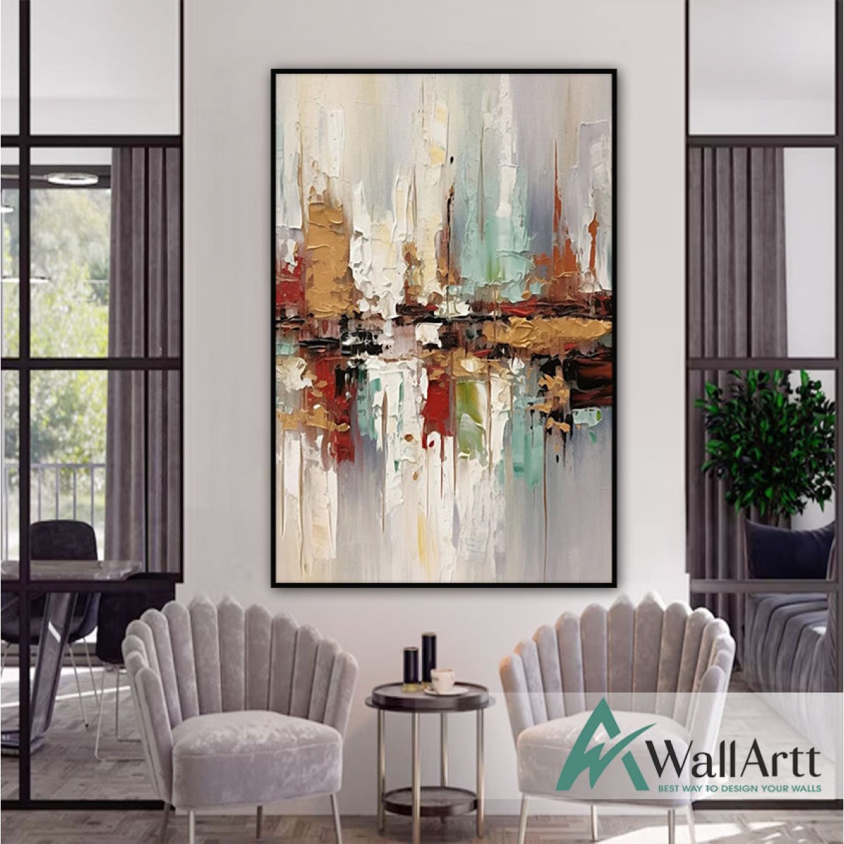 Colorful Reflections 3d Heavy Textured Partial Oil Painting