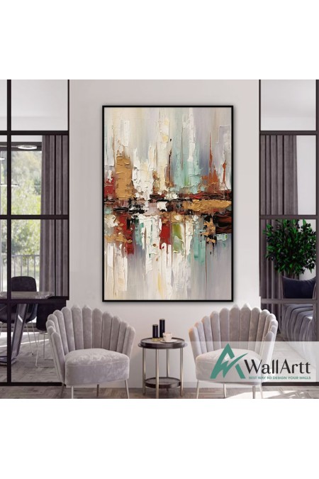 Colorful Reflections 3d Heavy Textured Partial Oil Painting