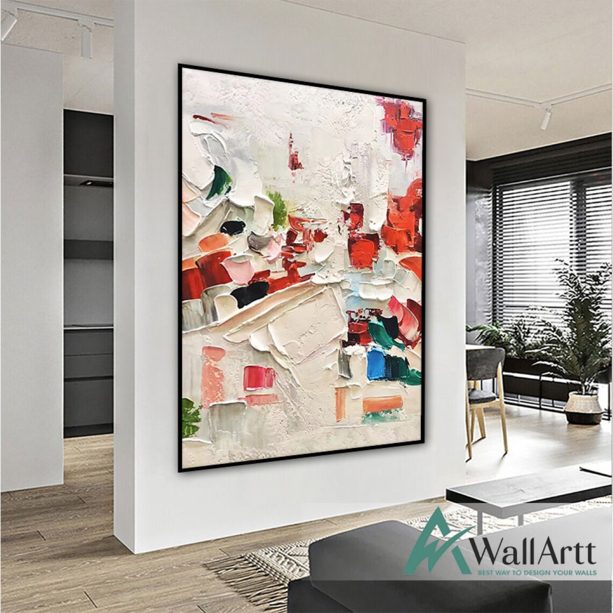 Red n White Abstract II 3d Heavy Textured Partial Oil Painting