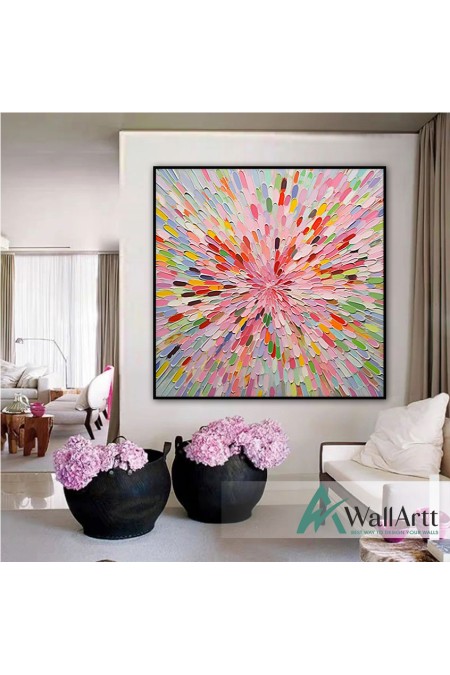 Burst of Pink 3D Heavy Textured Partial oil Painting
