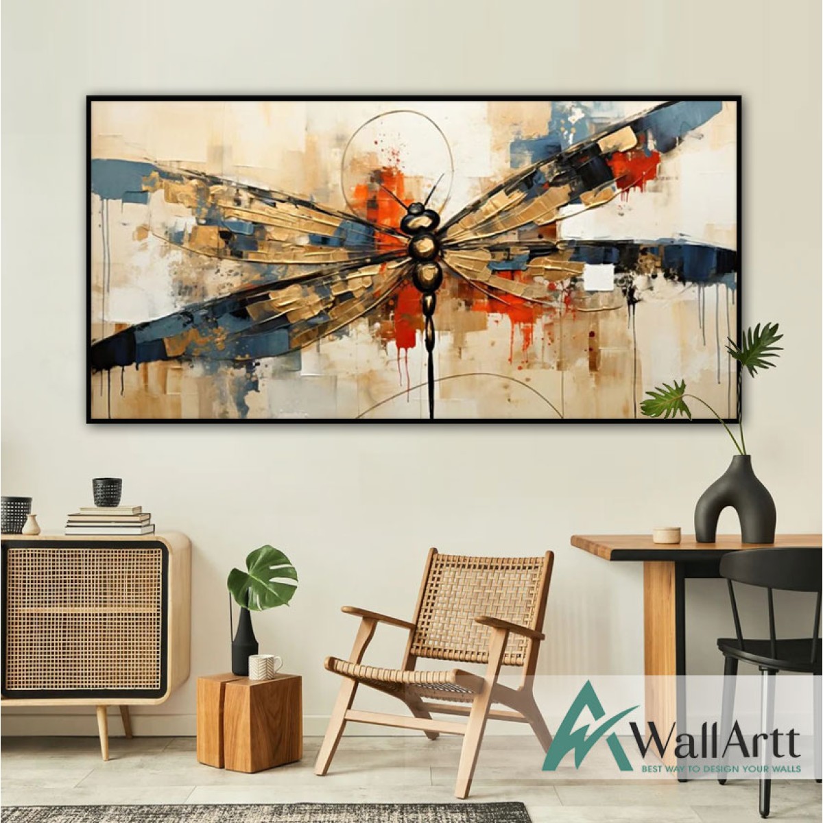 Abstract Dragonfly 3d Heavy Textured Partial Oil Painting