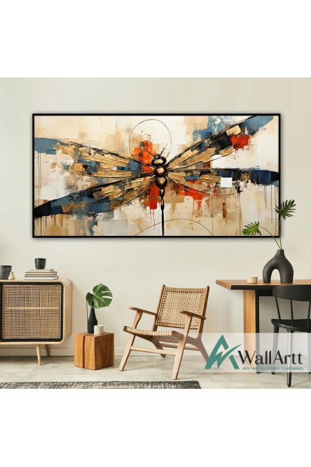 Abstract Dragonfly 3d Heavy Textured Partial Oil Painting
