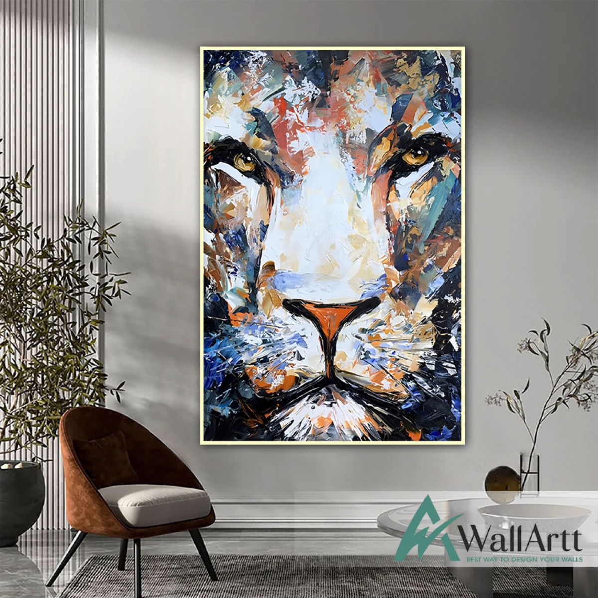 Tiger Face 3D Heavy Textured Partial Oil Painting