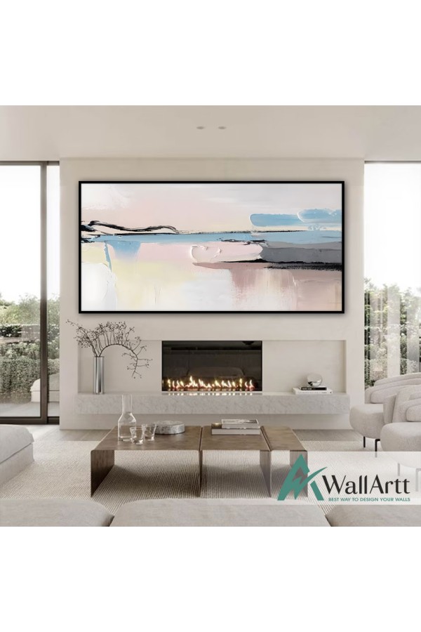 Abstract Pink Blue 3d Heavy Textured Partial Oil Painting