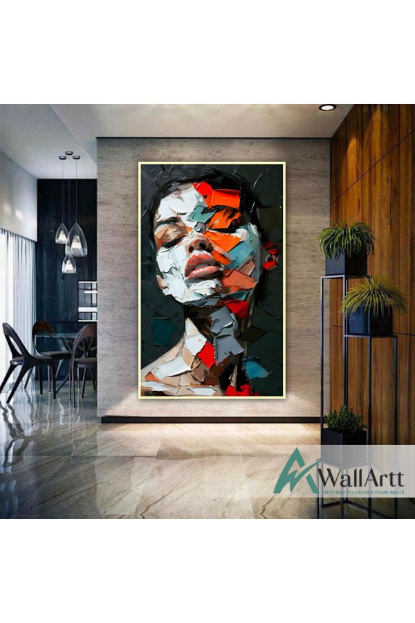Abstract Woman Face III 3D Heavy Textured Partial oil Painting