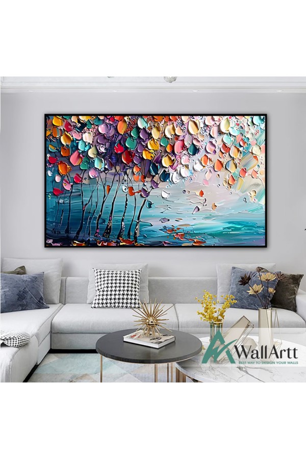 Abstract Colorful Tree 3d Heavy Textured Partial Oil Painting