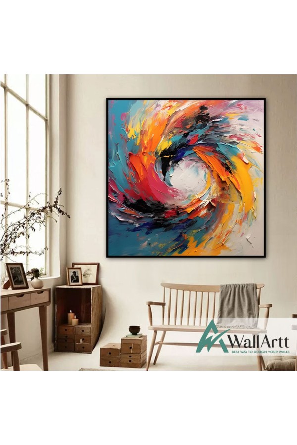 Abstract Colorful Tornado 3D Heavy Textured Partial oil Painting
