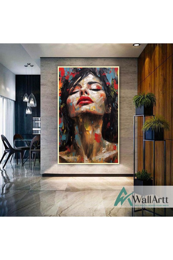 Abstract Woman Face IV 3D Heavy Textured Partial Oil Painting