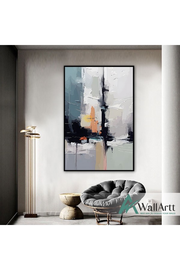 White Black n Pink II Abstract 3d Heavy Textured Partial Oil Painting