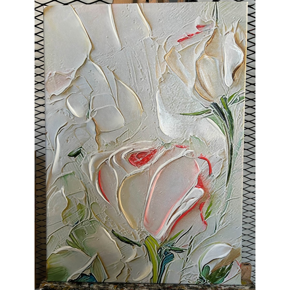 Beauty of a Rose 3d Heavy Textured Partial Oil Painting