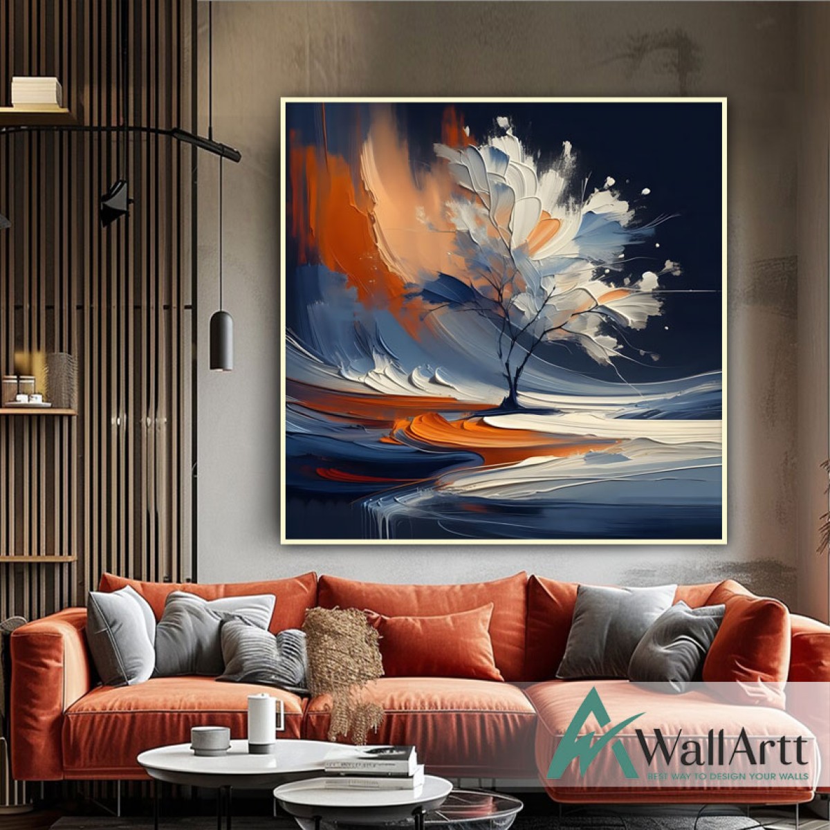 Abstract Lonely Tree 3d Heavy Textured Partial Oil Painting - Wall Art