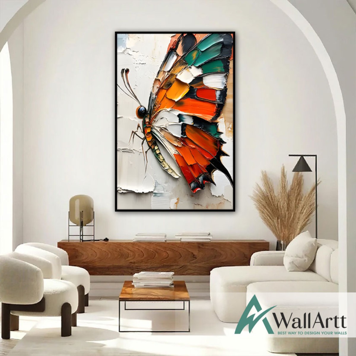 Colorful Butterfly 3D Heavy Textured Partial Oil Painting - Wall Art