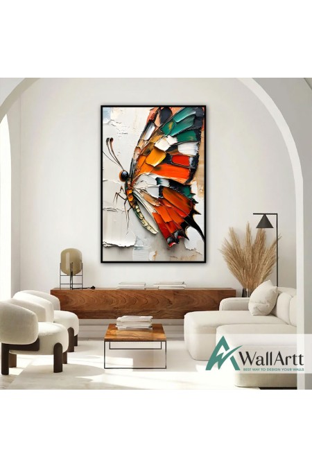 Colorful Butterfly 3D Heavy Textured Partial Oil Painting - Wall Art