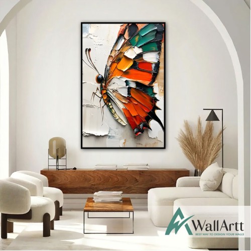 Colorful Butterfly 3D Heavy Textured Partial Oil Painting - Wall Art