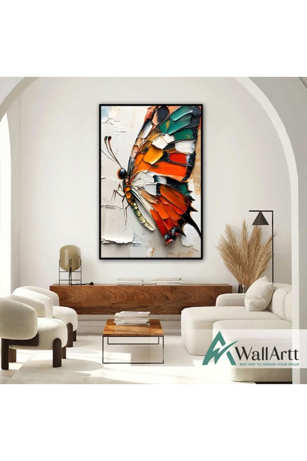 Colorful Butterfly 3D Heavy Textured Partial Oil Painting - Wall Art