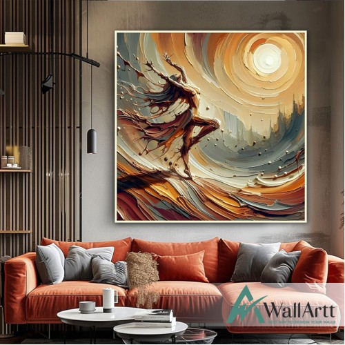 Sun Dance 3D Heavy Textured Partial Oil Painting - Wall Art