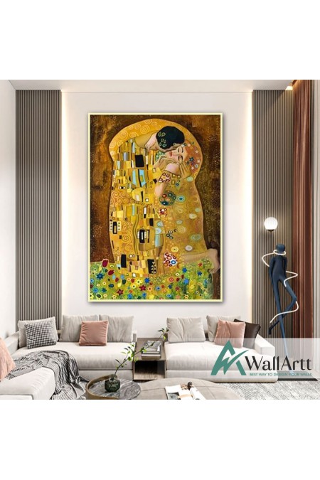 Gustav Klimt The Kiss Textured Partial Oil Painting