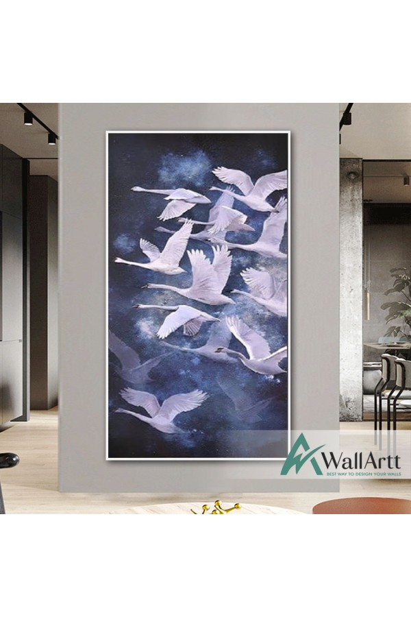 Birds in the Sky Textured Partial Oil Painting