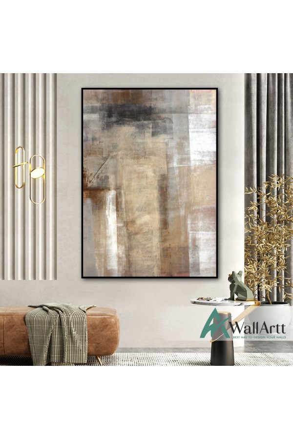 Beige Abstract Textured Partial Oil Painting