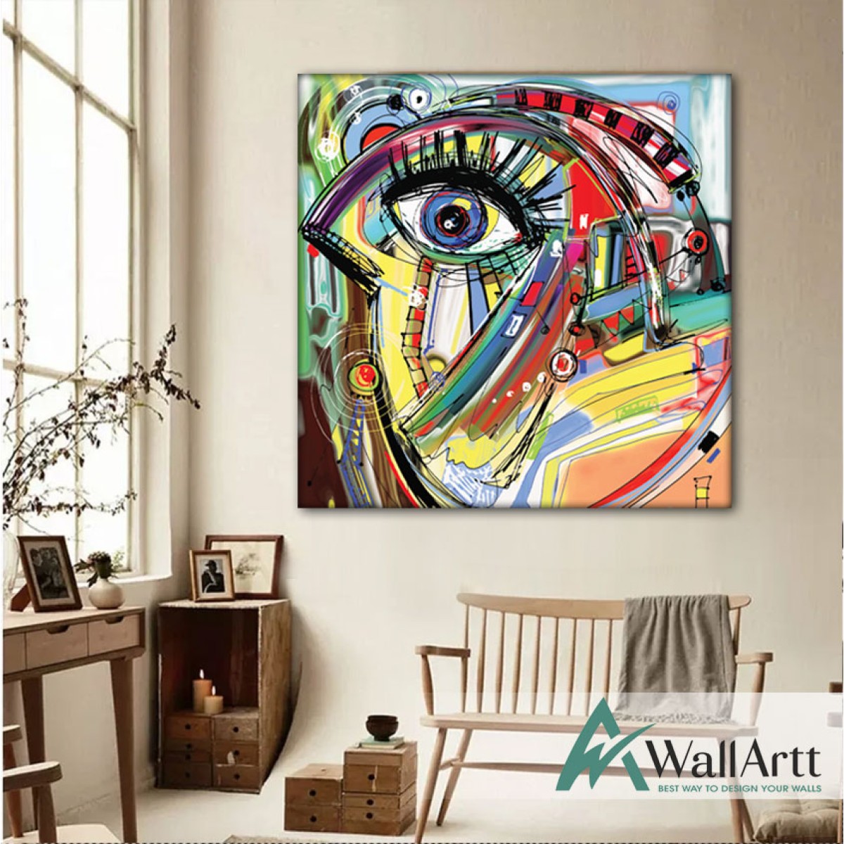 Abstract Blue Eye Textured Partial Oil Painting