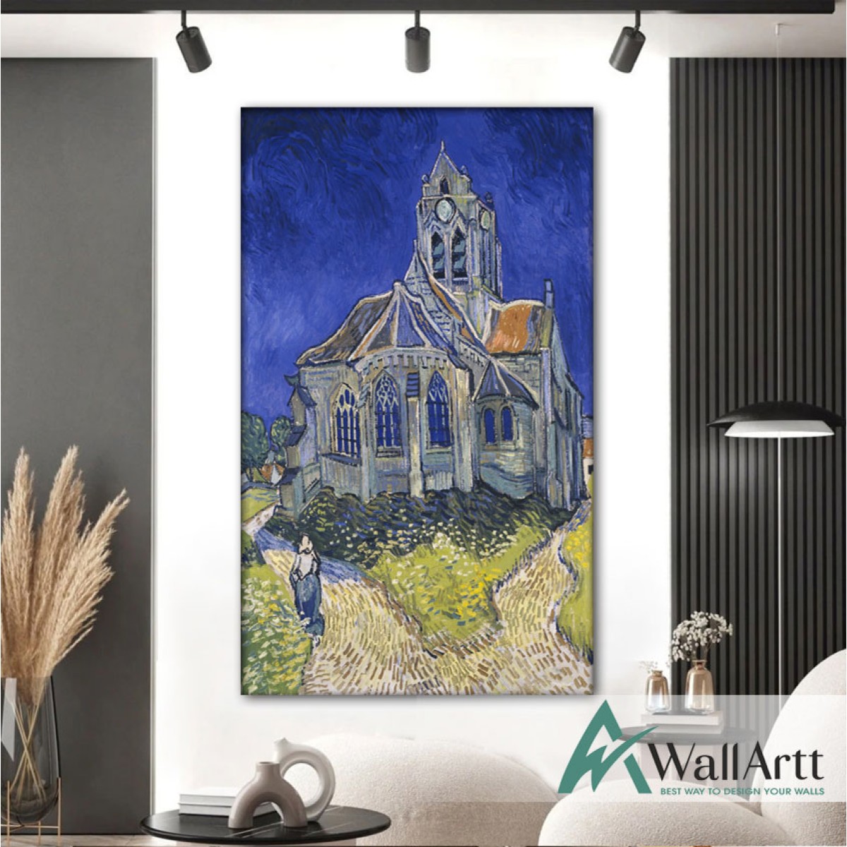 Vincent Van Gogh The Church at Auvers Textured Partial Oil Painting